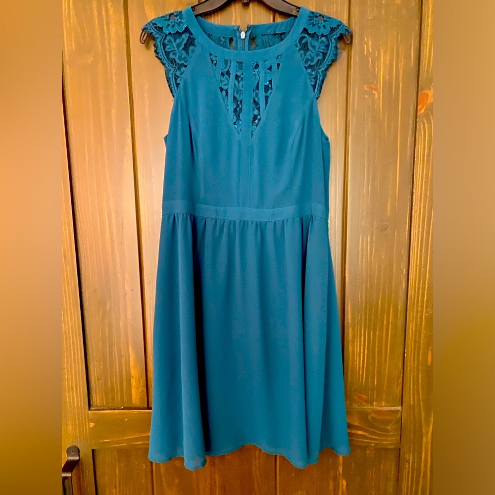 Oasis Teal Lace Dress US 10/UK 14
